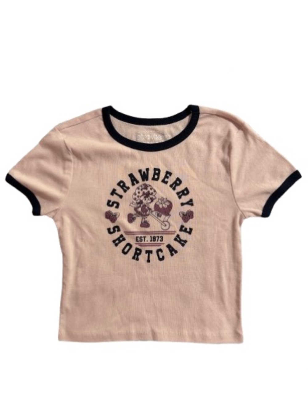 🍓 Retro Strawberry Shortcake “Est.1973” Pink Ringer Tee🍓Junior’s size XL